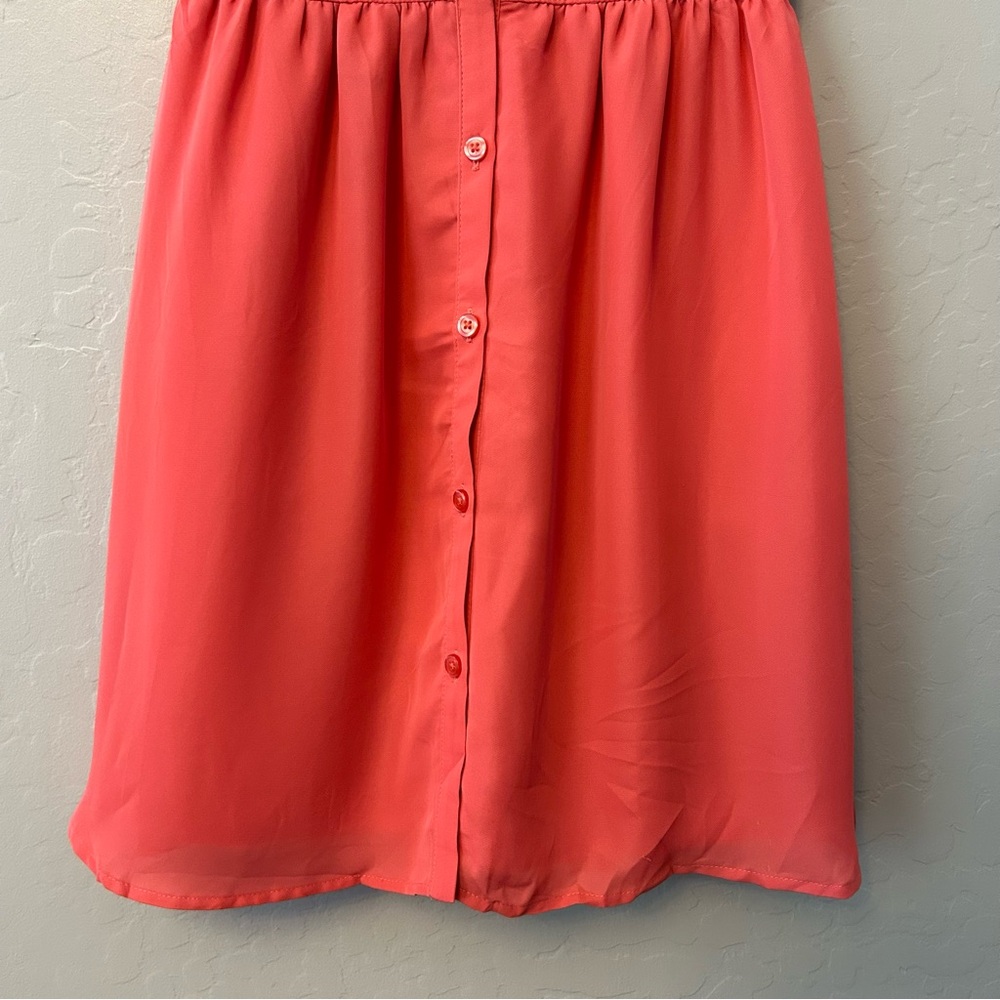 ⭐️LC Lauren Conrad salmon coral color sleeveless dress with lace collar size 0 - Picture 8 of 16